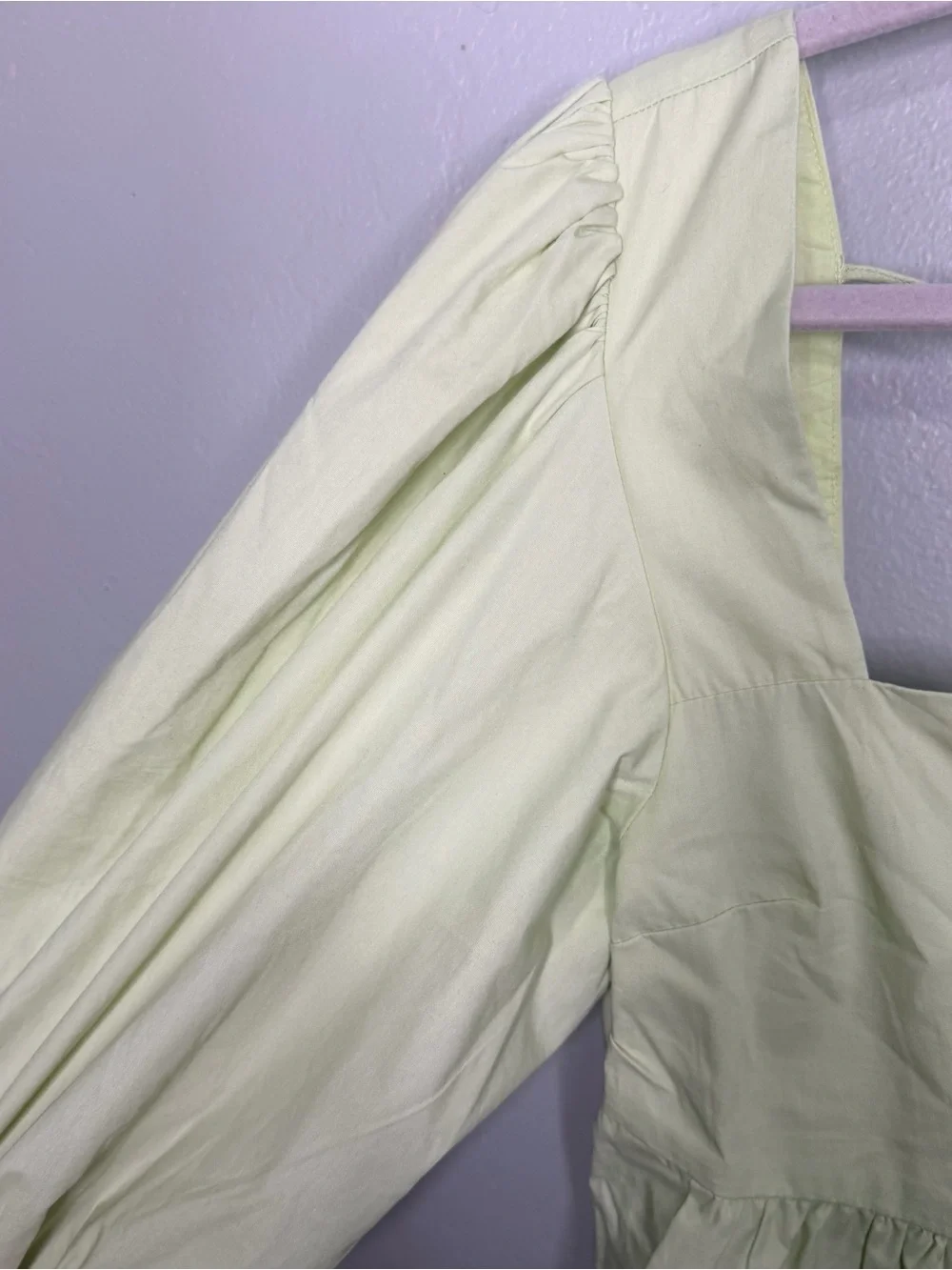 Abercrombie And Fitch Womens Green Poplin Peplum Puff Sleeve Peasant Top Blouse